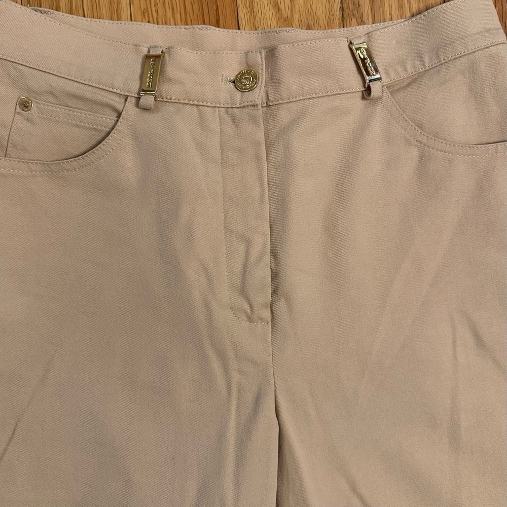 ST JOHN Sport Marie Gray Knit Womens Pant Beige Tan Khaki Trouser Slacks Sz 6 - Picture 3 of 9